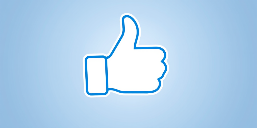high-quality vector graphic of a white thumbs-up symbol with a blue outline on a smooth gradient background, captured with a DSLR camera at f/4 aperture, 50mm lens, ISO 100, and soft diffused lighting for a clean look