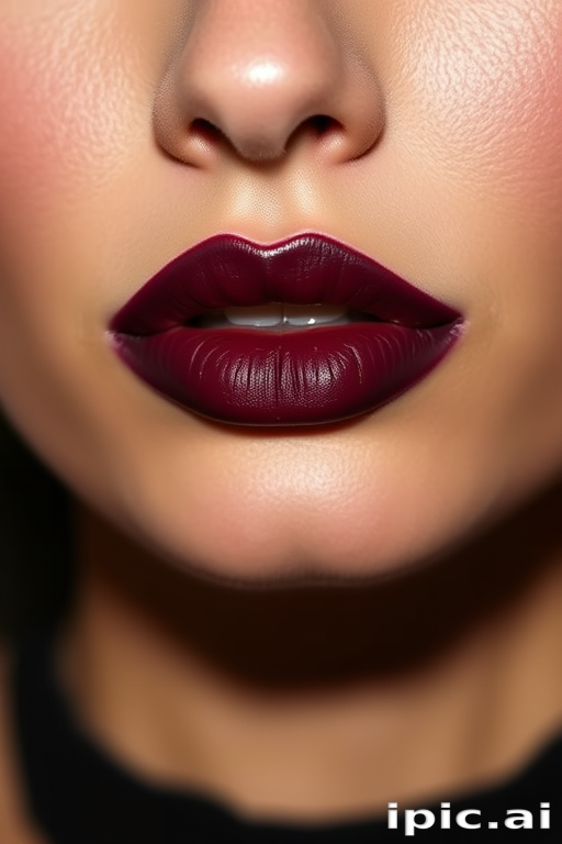 Sophisticated deep wine lips with a matte finish, exuding confidence and allure, perfect for making a statement at formal events