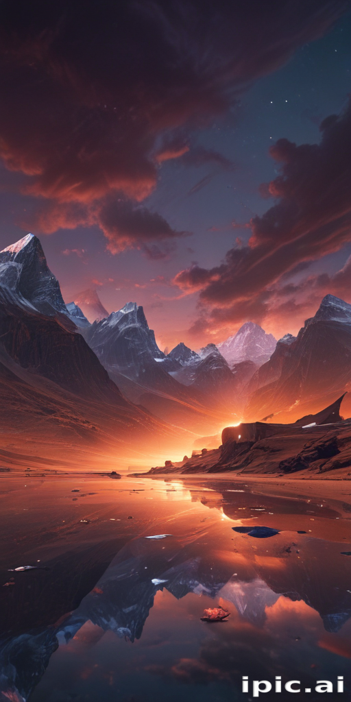 Majestic Mountain Landscape at Dusk Reflecting Vibrant Colors on Water
