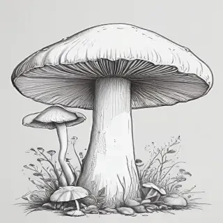 mushroom line art