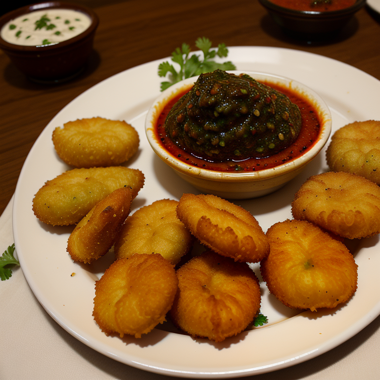 deep fried appetizer served with chutney