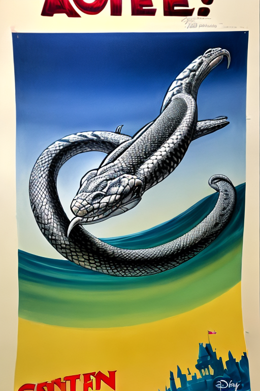 a disney poster for a movie title snek, and on the poster is a picture ...