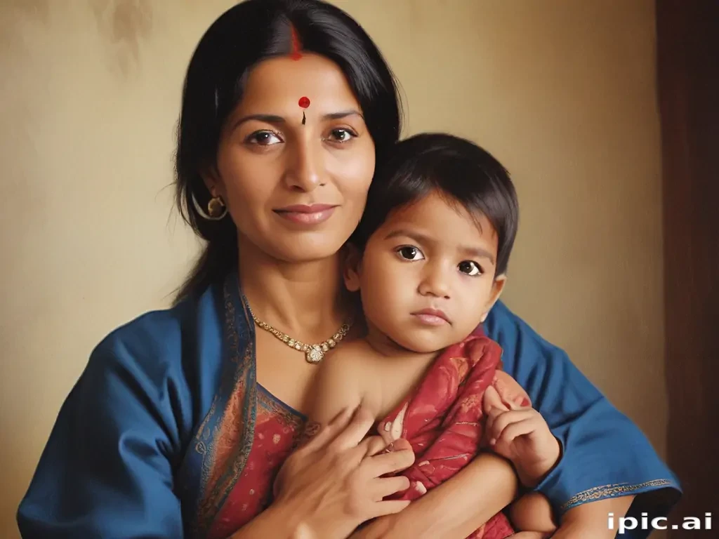 mom and son indian