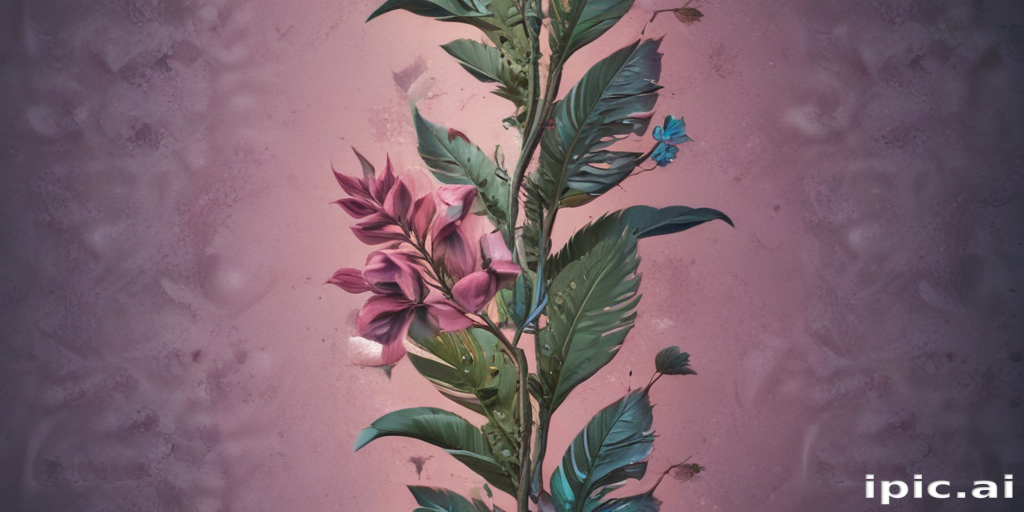 Vibrant Floral Composition with Green Leaves Against a Soft Pink Background
