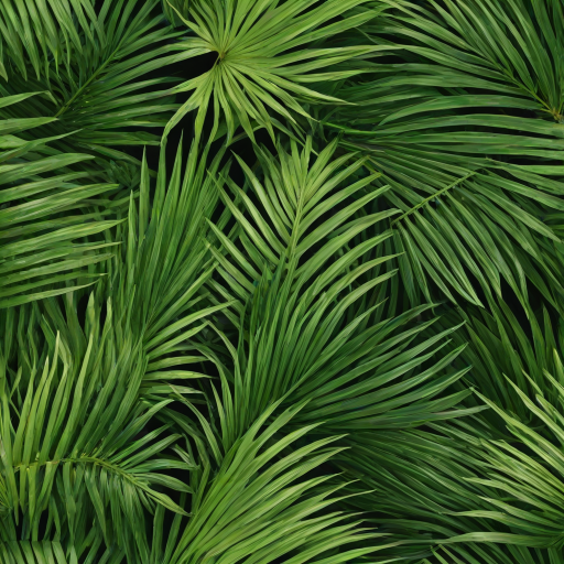 regenerate an image of lush green palm fronds arranged in a fan-like pattern against a vibrant background