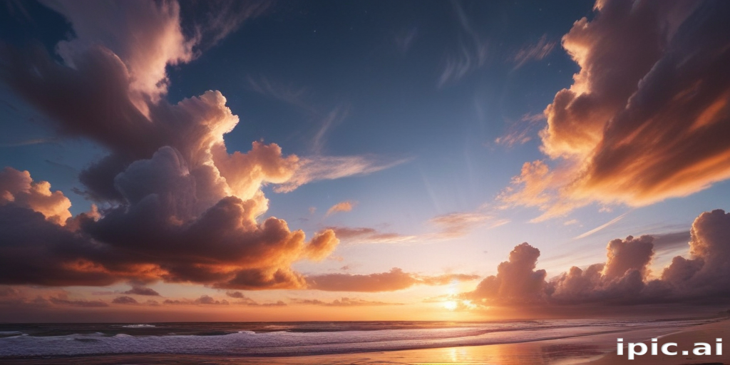 Majestic Sunset Over the Ocean with Dramatic Clouds and Vibrant Colors
