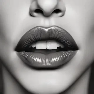 lips black and white clipart