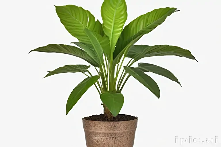 Lush Green Indoor Plant in Decorative Pot Against a White Background.