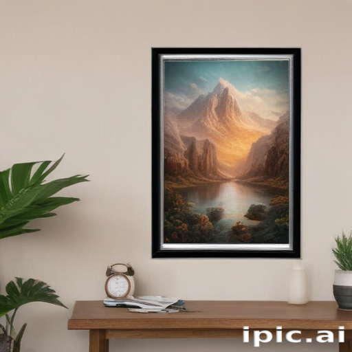 Stunning Mountain Landscape Painting Hanging on a Cozy Living Room Wall