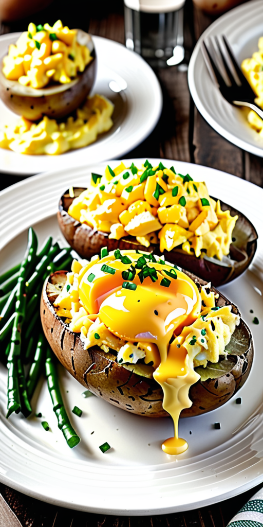 baked potato with scrambled eggs
