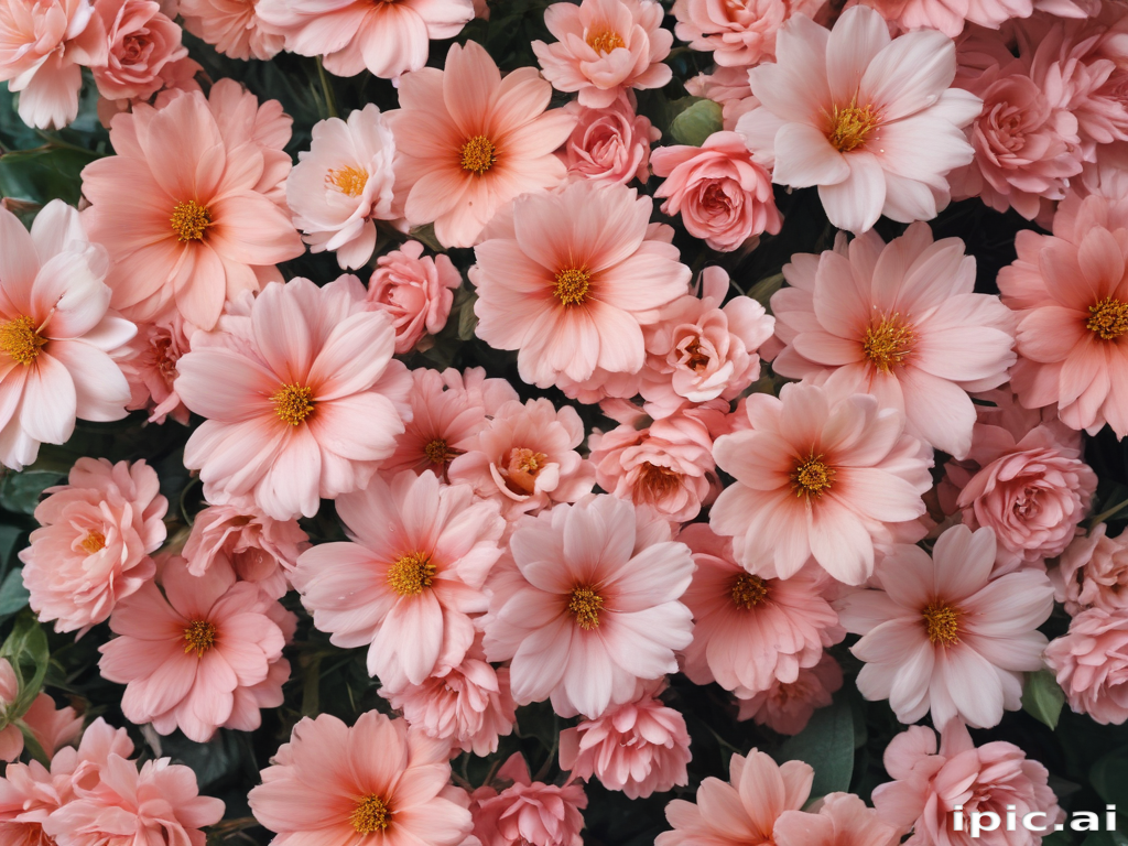 A Vibrant Display of Soft Pink Flowers in Full Bloom Together