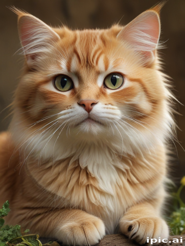 A Majestic Orange Tabby Cat with Striking Green Eyes and Fluffy Fur.