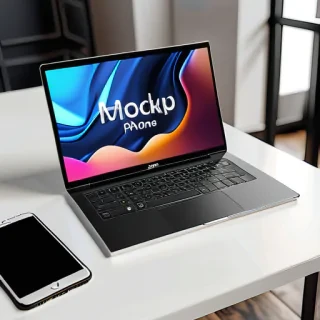 laptop phone mockup