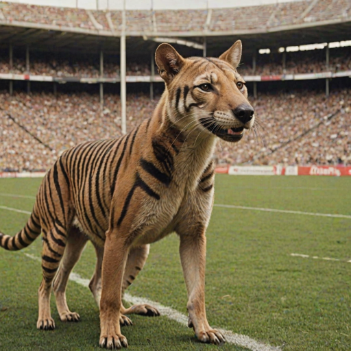 Thylacine in a football stadium