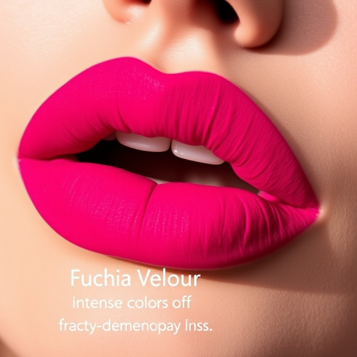 Velvety magenta lips with a suede texture, titled "Fuchsia Velour," boasting intense color payoff and a soft, dimensional finish for bold femininity