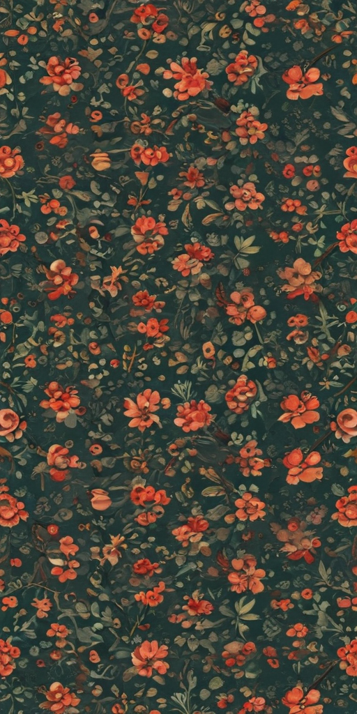 Vibrant Floral Pattern Featuring Rich Red Blooms Against a Dark Background