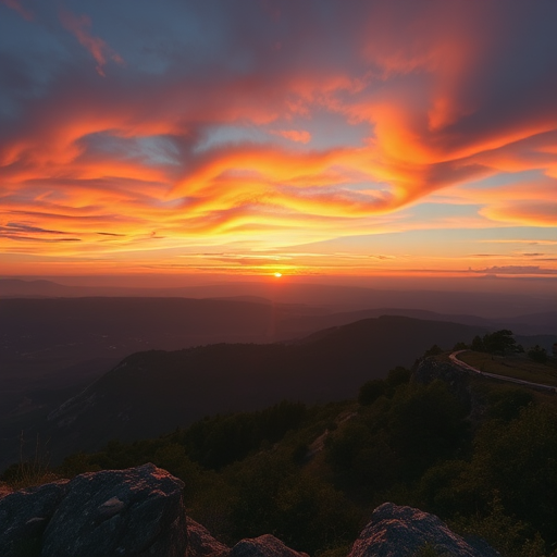 Capture a majestic landscape at sunrise with vibrant colors, using a DSLR camera with a 24mm lens, aperture f/8, ISO 100, shutter speed 1/60 sec, HDR style, in a wide-angle view to enhance depth and detail.