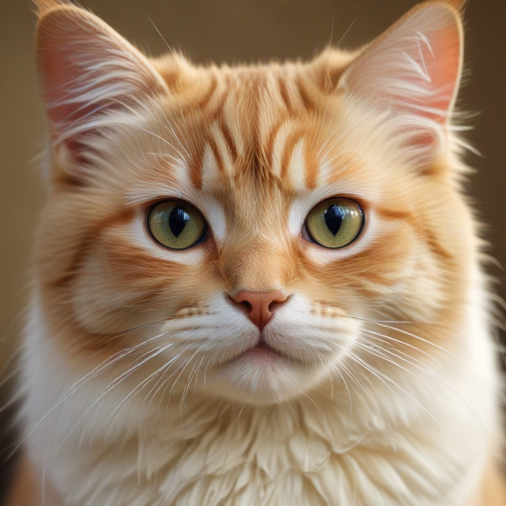A Majestic Orange Tabby Cat with Striking Green Eyes and Fluffy Fur