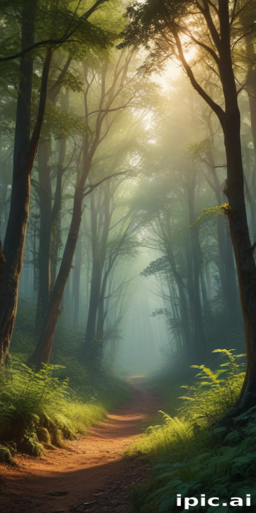 A Serene Morning Walk Through a Misty Forest Pathway Awaits You.