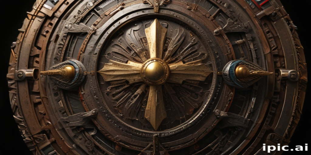 Intricate Metallic Shield Design Featuring Unique Patterns and ...