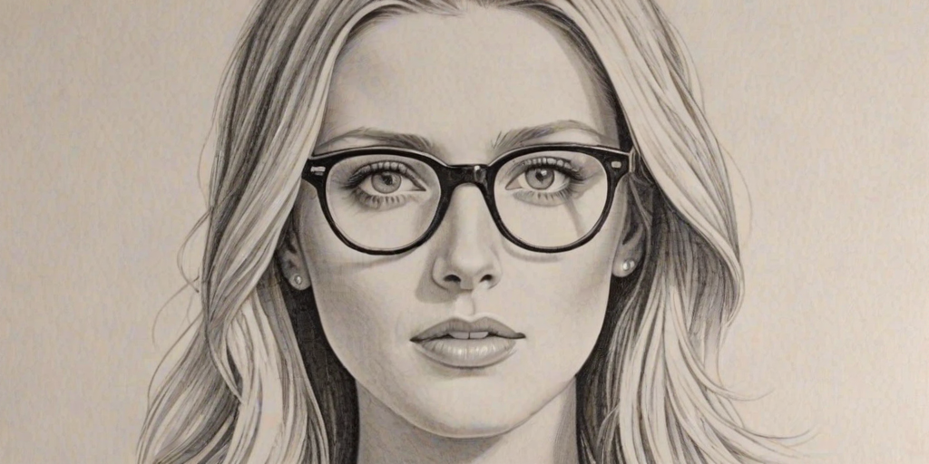 Beauteous Nicky Hilton, pencil sketch, portrait of Exquisite woman 1926s in glasses, hair style beatnik, outline, clear lines, fine lines, 8k