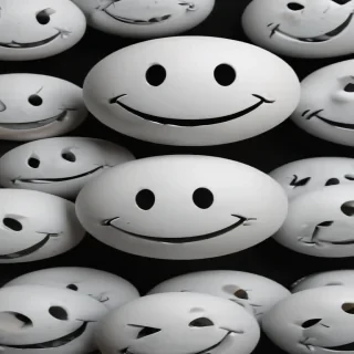 white smiley face black background