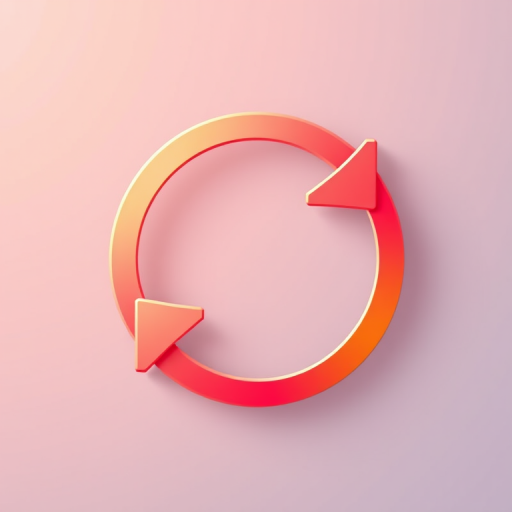 Create a high-quality vector graphic of a circular refresh icon with two arrows forming a continuous loop, using a soft gradient background, captured with a DSLR camera at f/2.8 aperture, ISO 100, 50mm lens in a high-resolution format.