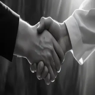 handshake black and white