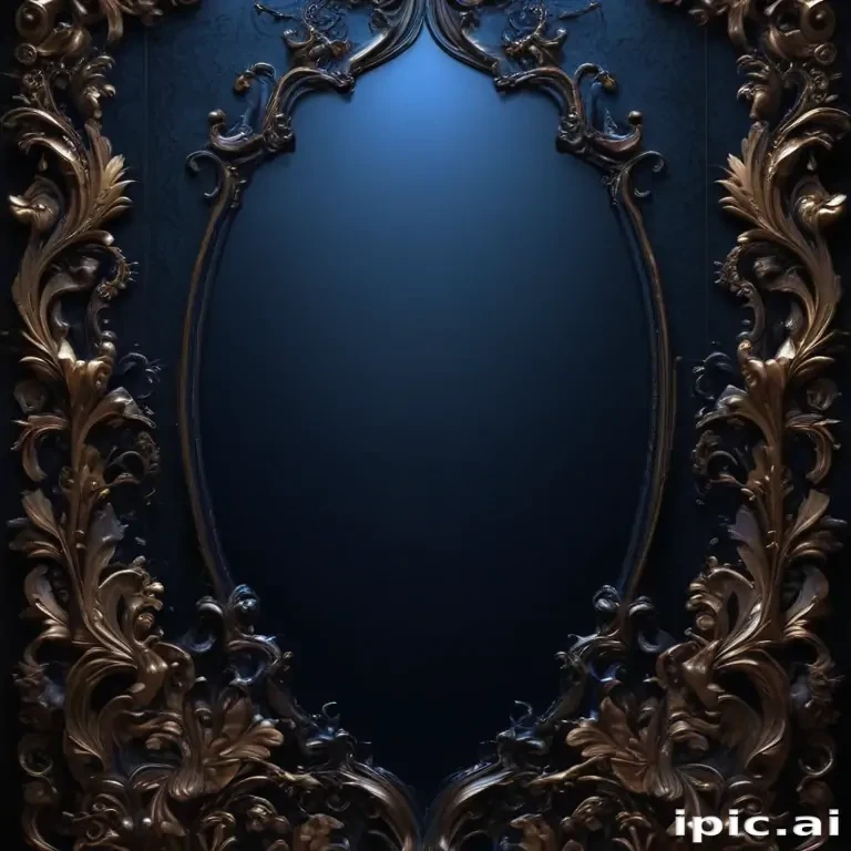 Pattern Mirror Frame Background Elegant Ornate Mirror Frame with Intricate Floral Designs and Dark ...