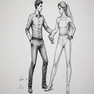 couples drawing poses