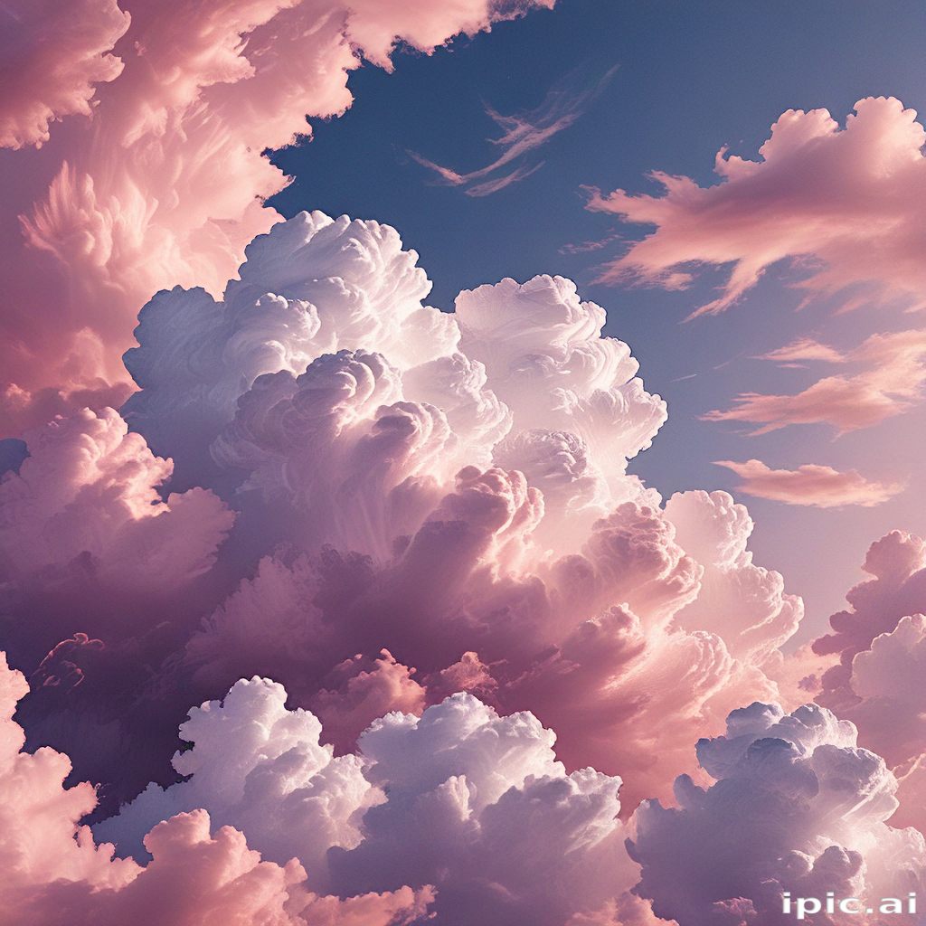 Soft Pink and White Clouds Mixed with a Beautiful Blue Sky