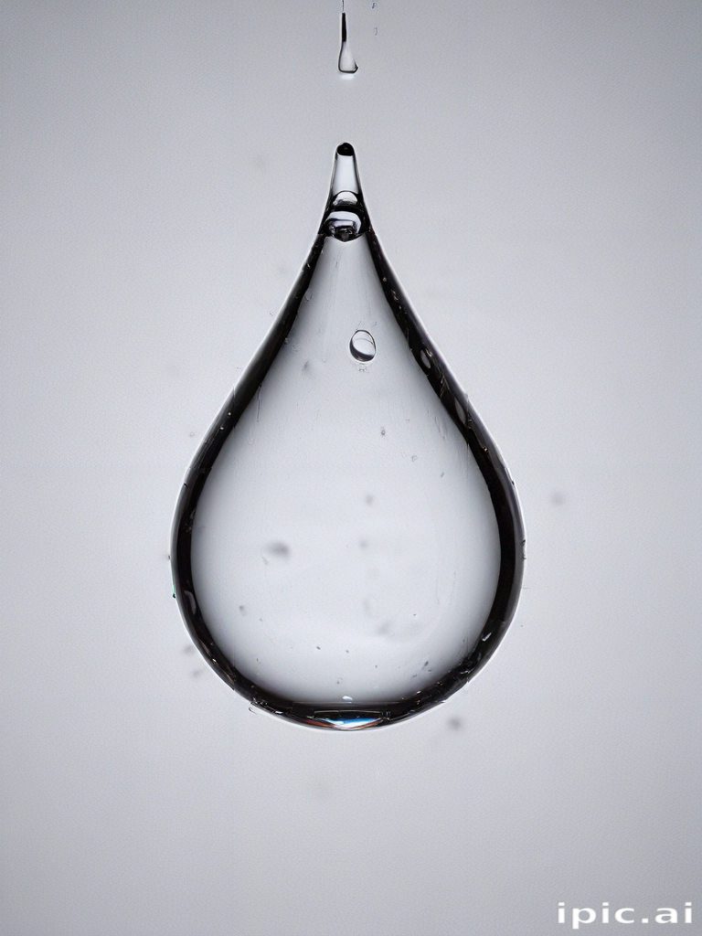 Captivating Close-Up of a Single Water Droplet Suspended in Mid-Air