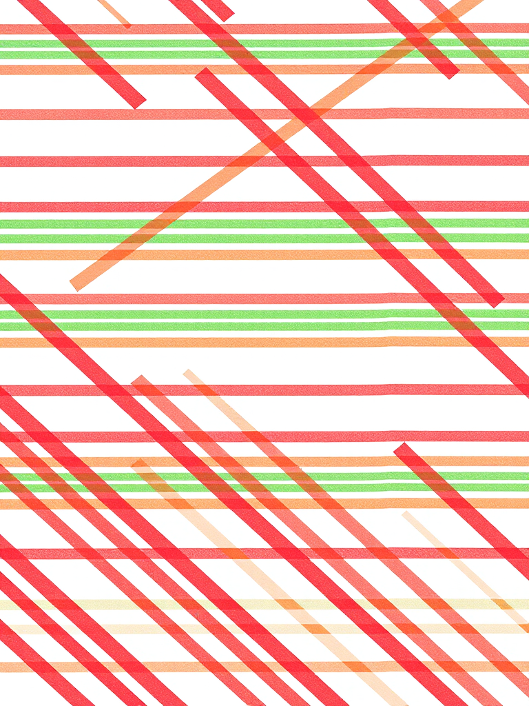Create an image of a repetitive diagonal striped pattern featuring red and green stripes on a white background, captured with a DSLR camera at 50mm focal length, f/8 aperture, ISO 100, in bright natural light for enhanced clarity and color vibrancy.