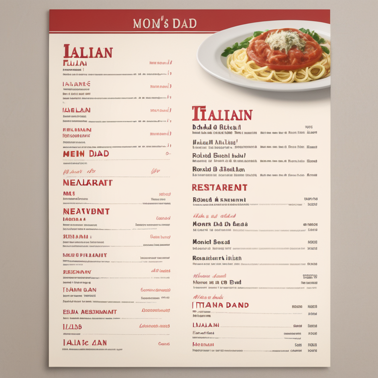 mom and dad's italian restaurant menu