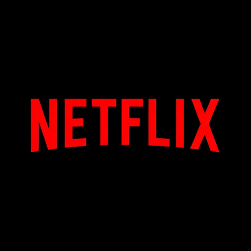 Create a high-resolution image of the Netflix logo with a solid black background, using a Canon EOS R5 camera, 50mm lens, f/1.8 aperture, ISO 100, and a slight angle view to enhance depth.
