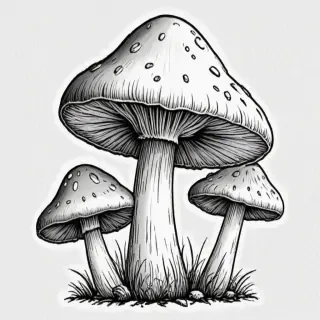 mushroom clipart black and white