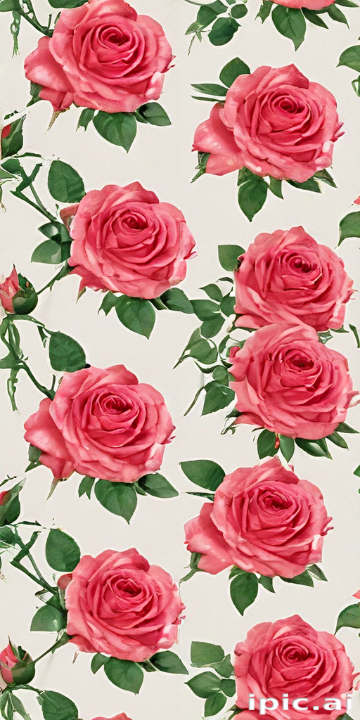 Beautiful Pink Roses on a Soft Cream Background in a Floral Pattern