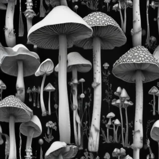 mushroom clipart black and white