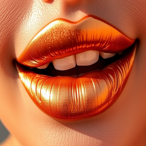 Metallic bronze lips gleam with sun-kissed radiance in the "Golden Hour Glow" look, featuring a warm, shimmering finish that captures the essence of late afternoon sunlight, creating a luxurious and flattering lip color that complements a wide range of skin tones and adds a touch of glamour to any makeup look
