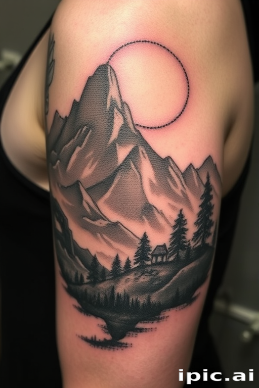 Meticulously detailed stipple tattoo named "Whispered Shadows" showcasing intricate scenes or portraits composed entirely of thousands of tiny dots varying in density to create shading depth and texture utilizing a monochromatic palette to achieve a timeless aesthetic reminiscent of vintage etchings or woodcut prints with a soft dreamy quality that appears to fade into the skin