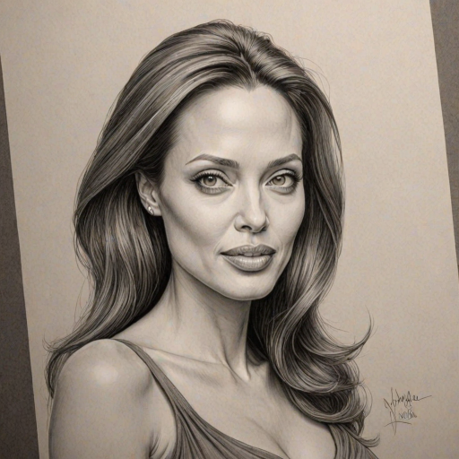 Angelina jolie caricature. A pencil-drawn caricature of the actress Angelina Jolie