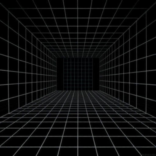 generate a high-resolution 3D perspective grid with a black background, using a wide-angle lens at f/8 aperture, ISO 100, 24mm focal length, shot with a digital DSLR camera to enhance depth and detail, capturing a vanishing point in the center of the grid.