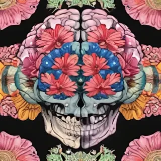 half brain half flowers