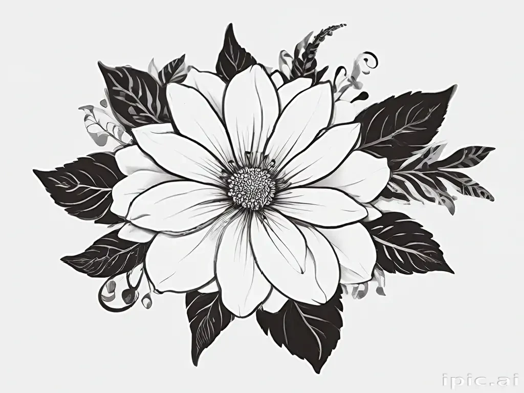 flower clip art black and white