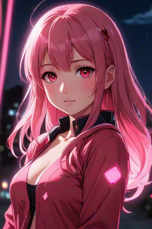 lycg with anime girl on it glowing red and pink