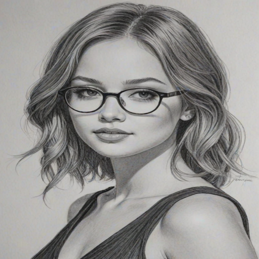 Enticing Kelli Berglund, pencil sketch, portrait of Ravishing woman 1923s in glasses, hair style beatnik, outline, clear lines, fine lines, 8k