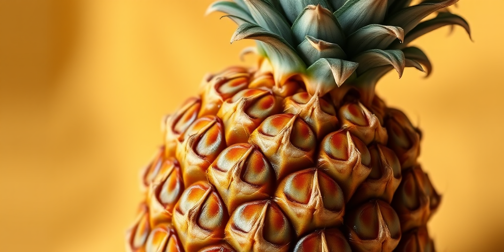 a close-up of a ripe pineapple on a soft, warm background