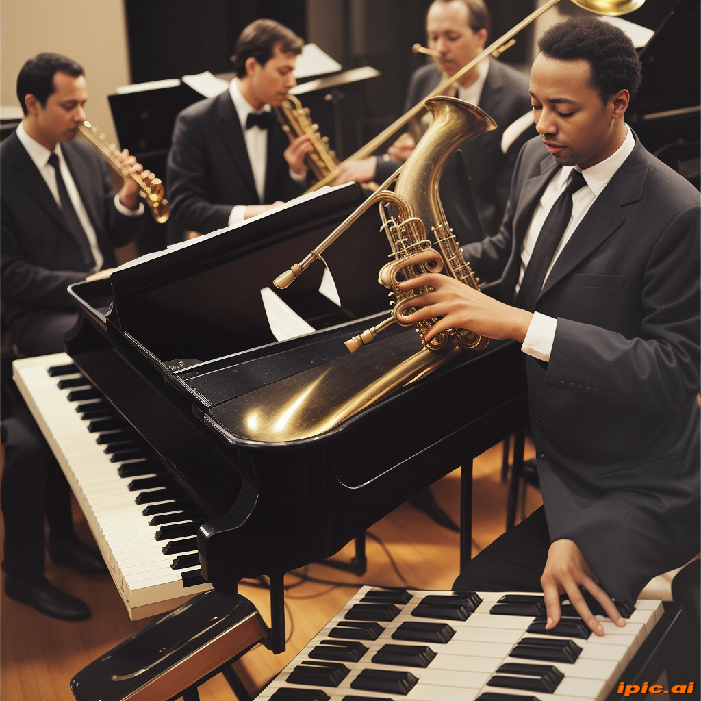 Elegant Ensemble of Musicians Performing a Captivating Jazz Arrangement ...