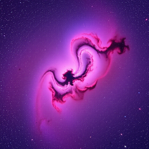 Generate a highly detailed image of a vibrant galaxy with swirling colors of pink, purple, and blue, captured with a DSLR camera at 35mm focal length, f/1.8 aperture, ISO 800, 30 seconds exposure, using a wide-angle view to enhance depth and clarity.
