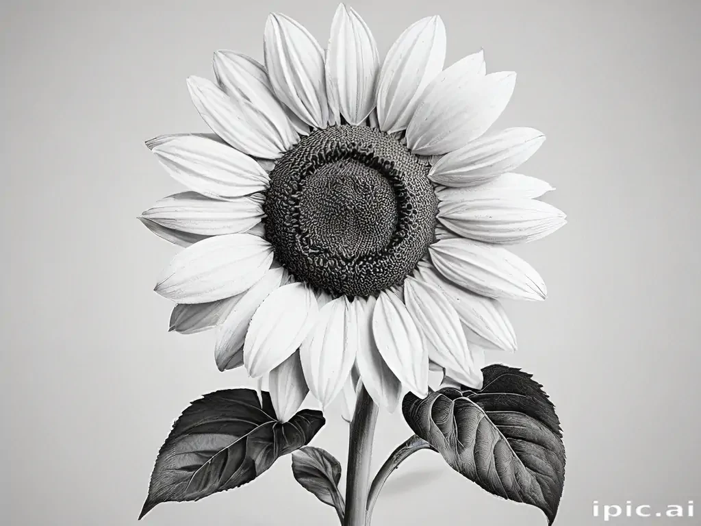 clip art sunflower black and white